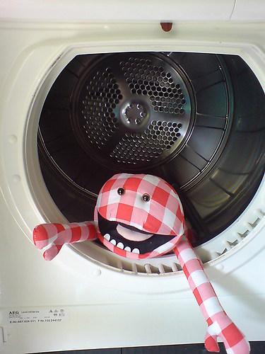 in de wasmachine
