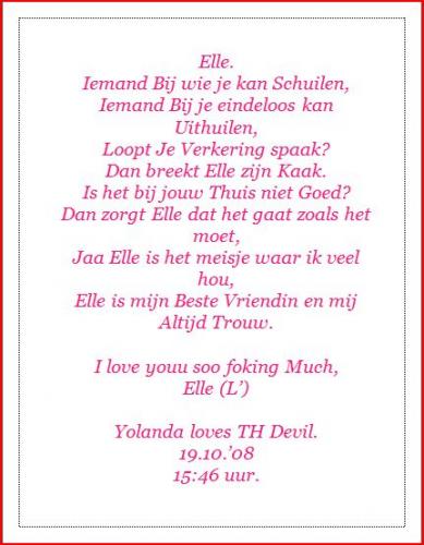 Gedichtje voor Elle. (BiLlSMuRf)