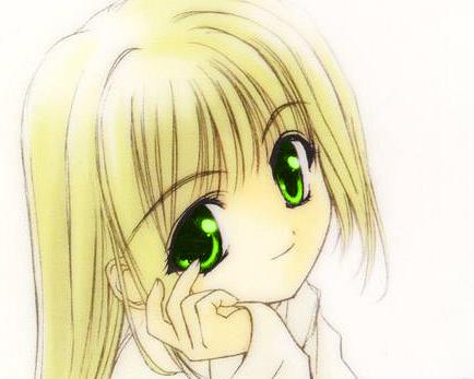 blonde anime met groene ogen<333