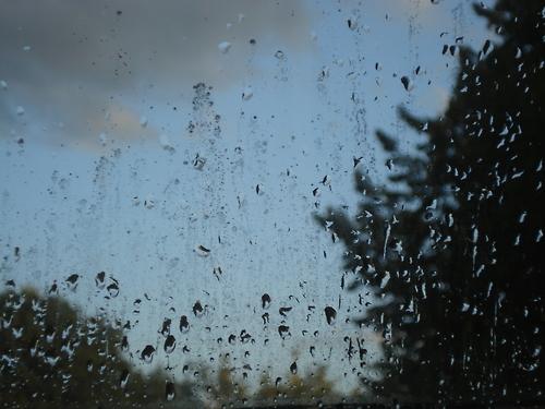 raindrops and dirty windows.