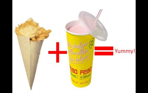 patat met mayo + milkshake banaan=YUMMY!!!!!