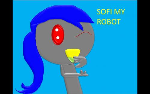 mijn robot zelf verzonnen en getekend met powerpoint 2007 mag ik u voorstellen aan..SOFI!!!