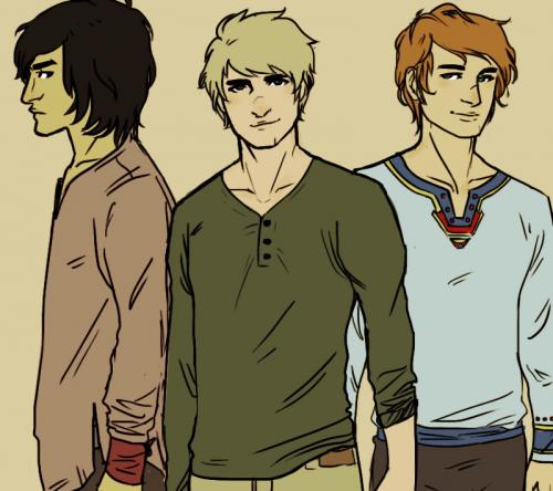 links gale, midden peeta, rechts Finnick :D