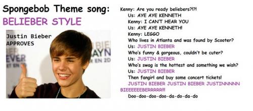 Spongebob theme song <3 Belieber style <3