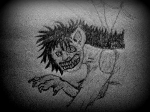 creepy creature gemaakt voor engels, haha