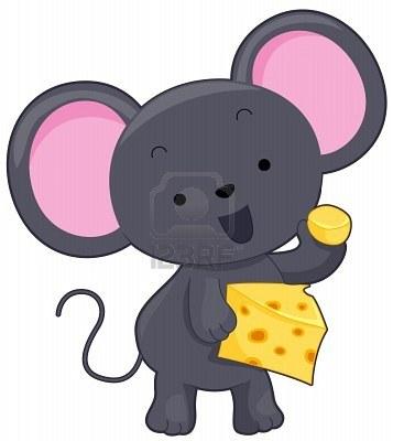 Een schattig muis houden een plakje kaas