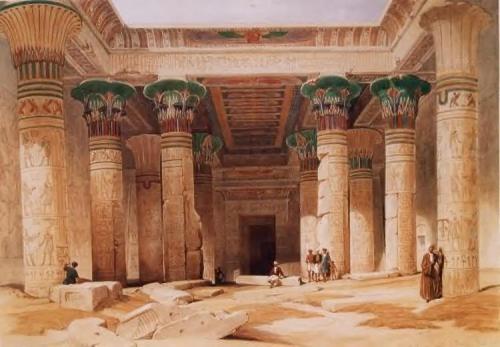 Tekening Egypte van David Roberts (Karnak, Luxor)
