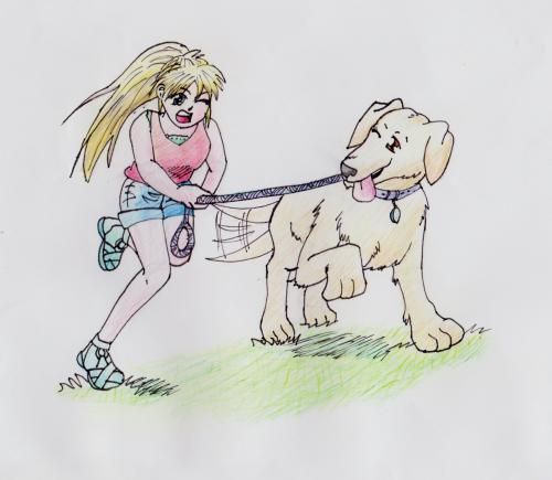manga meisje met hond